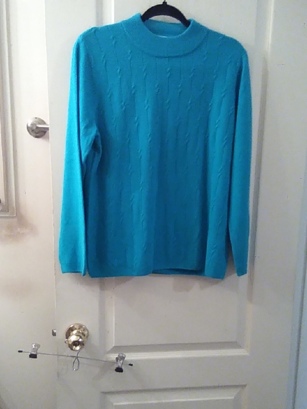 Bright Turquoise Cable Knit Sweater